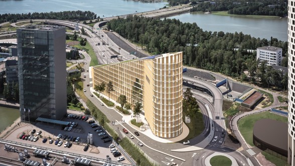 Ilmakuva Keilaniemen portista, jossa upeat merimaisemat